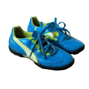 Puma Jr Blue Green Soccer Cleats Indoor Turf Shoes Boys Girls Size 2 Little Kid